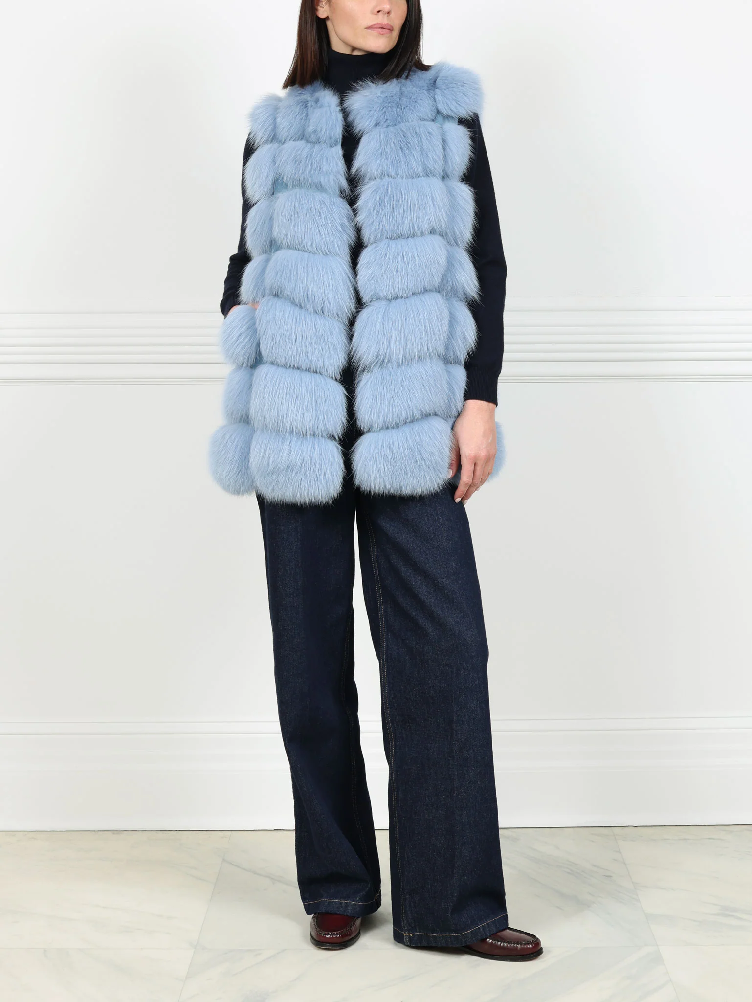The Lynne Fox Fur and Suede Vest