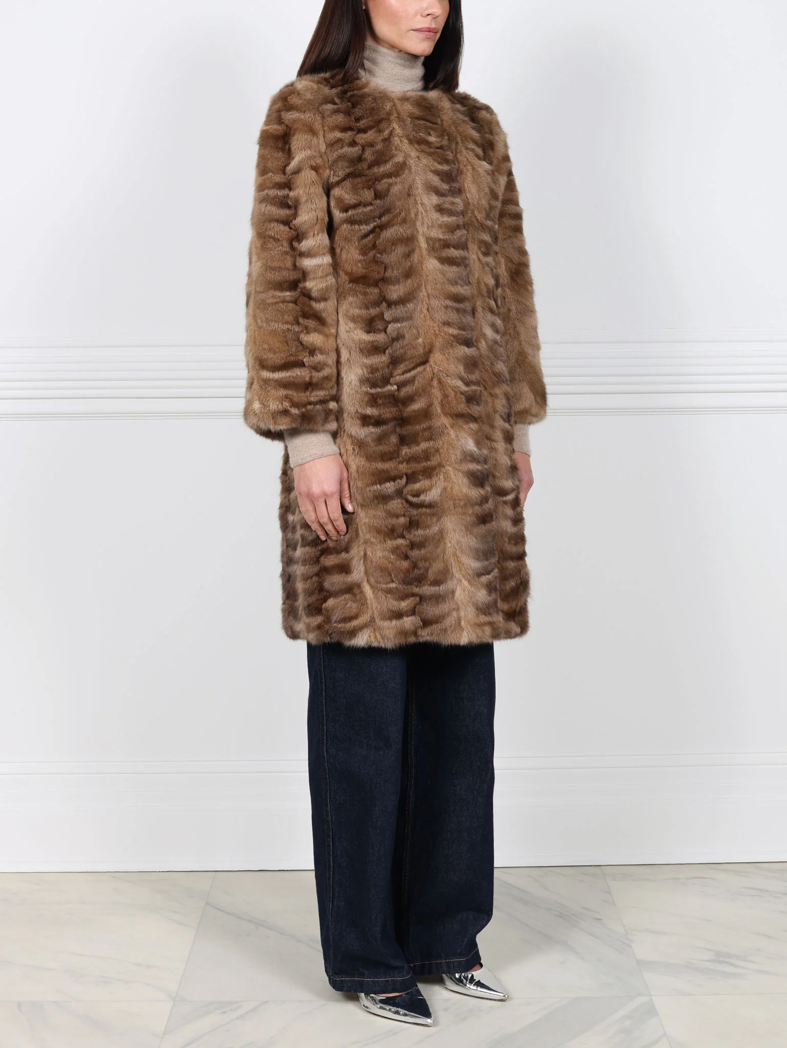Upcycled Golden Sable Fur Coat - Image 4