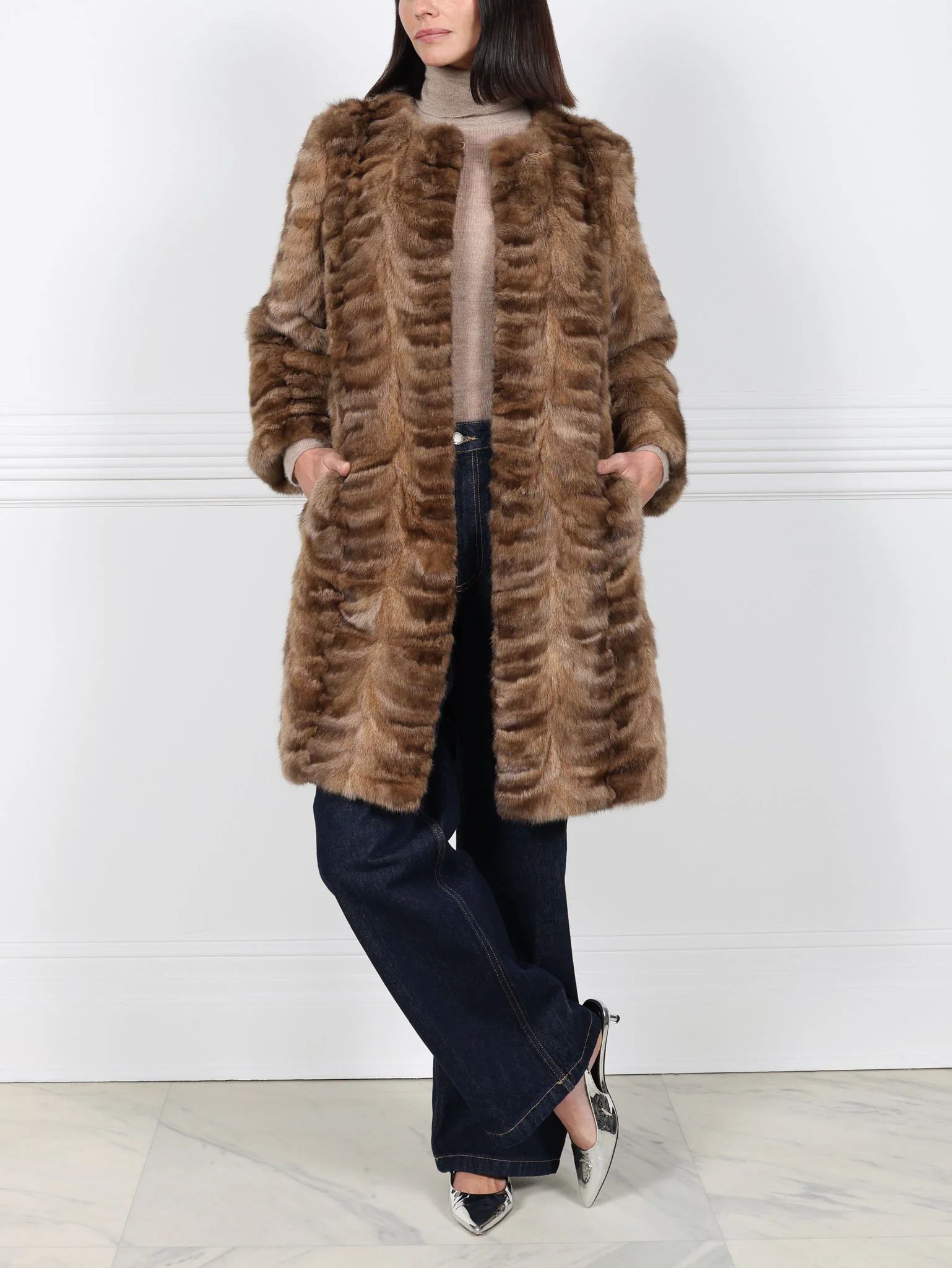 Upcycled Golden Sable Fur Coat - Image 3