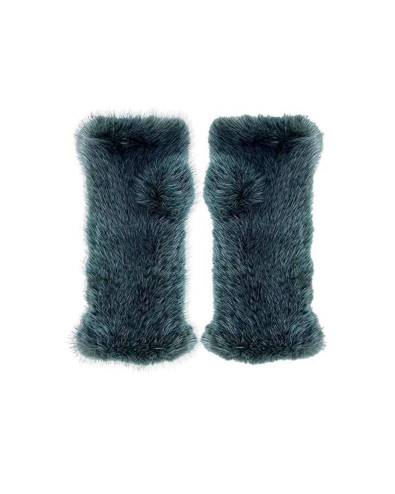 The Short Mink Knitted Fingerless Fur Gloves - Image 11