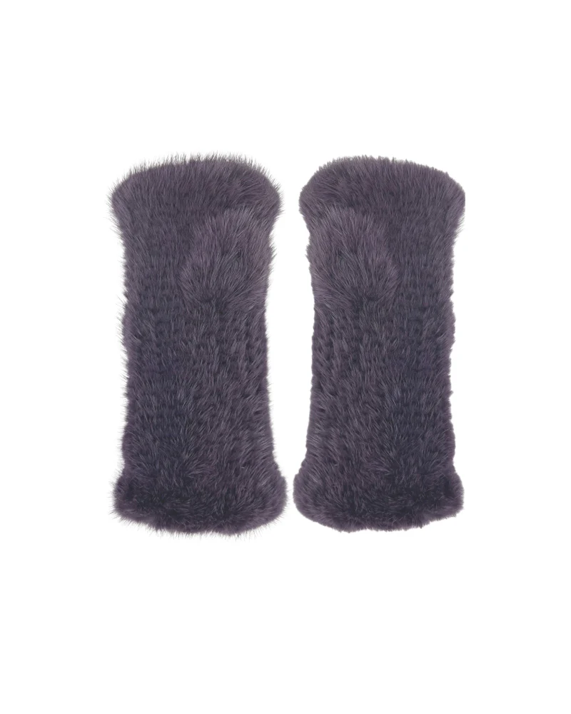 The Short Mink Knitted Fingerless Fur Gloves - Image 10