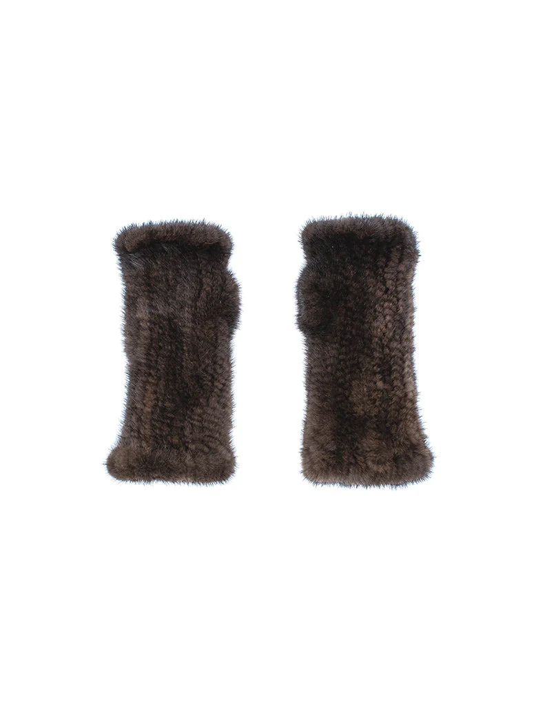 The Short Mink Knitted Fingerless Fur Gloves - Image 6