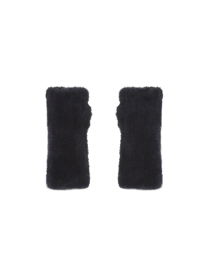 The Short Mink Knitted Fingerless Fur Gloves - Image 8
